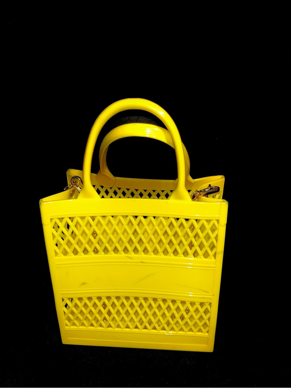 Yellow Lattice Tote Handbag - Picture 1 of 3